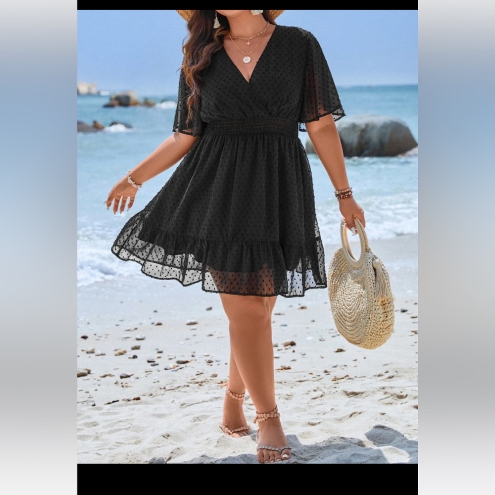 Brand New Black Dress Occasion Wedding Shower Graduation Swiss Dot Adorable